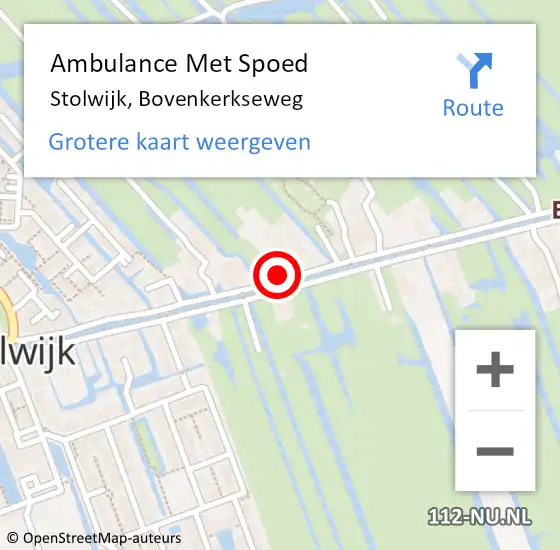 Locatie op kaart van de 112 melding: Ambulance Met Spoed Naar Stolwijk, Bovenkerkseweg op 1 juli 2024 19:05