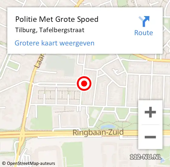 Locatie op kaart van de 112 melding: Politie Met Grote Spoed Naar Tilburg, Tafelbergstraat op 1 juli 2024 19:17