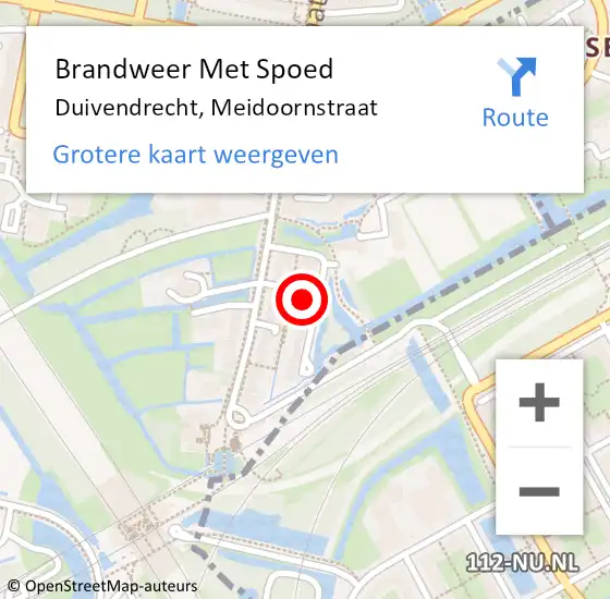 Locatie op kaart van de 112 melding: Brandweer Met Spoed Naar Duivendrecht, Meidoornstraat op 1 juli 2024 19:19