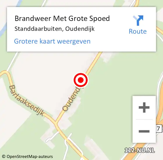 Locatie op kaart van de 112 melding: Brandweer Met Grote Spoed Naar Standdaarbuiten, Oudendijk op 1 juli 2024 19:20