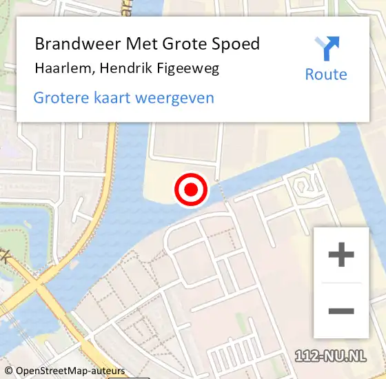 Locatie op kaart van de 112 melding: Brandweer Met Grote Spoed Naar Haarlem, Hendrik Figeeweg op 1 juli 2024 19:23