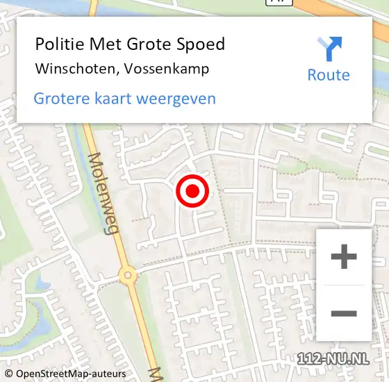 Locatie op kaart van de 112 melding: Politie Met Grote Spoed Naar Winschoten, Vossenkamp op 1 juli 2024 19:26