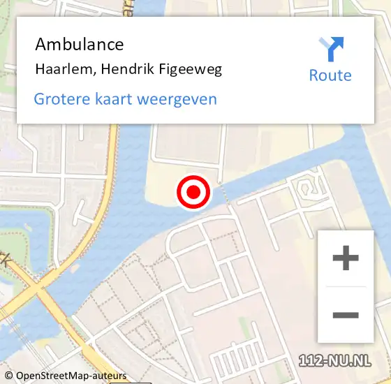 Locatie op kaart van de 112 melding: Ambulance Haarlem, Hendrik Figeeweg op 1 juli 2024 19:39