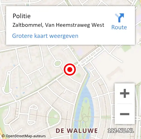 Locatie op kaart van de 112 melding: Politie Zaltbommel, Van Heemstraweg West op 11 oktober 2014 14:07