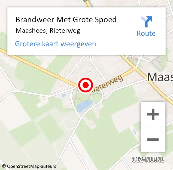 Locatie op kaart van de 112 melding: Brandweer Met Grote Spoed Naar Maashees, Rieterweg op 1 juli 2024 20:01