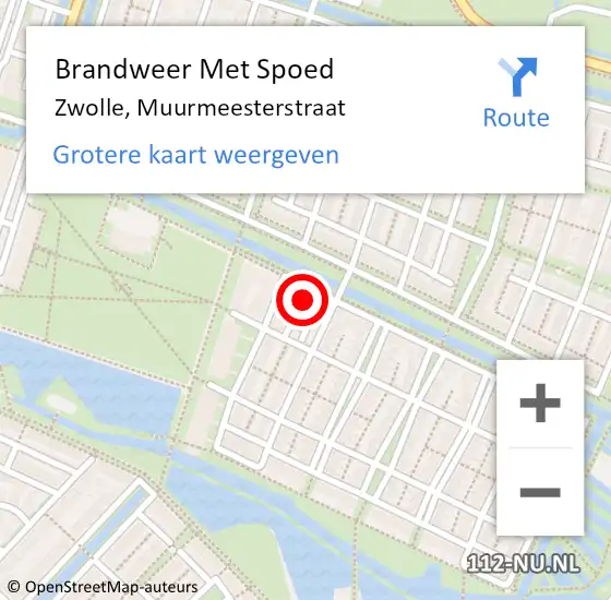 Locatie op kaart van de 112 melding: Brandweer Met Spoed Naar Zwolle, Muurmeesterstraat op 1 juli 2024 20:02