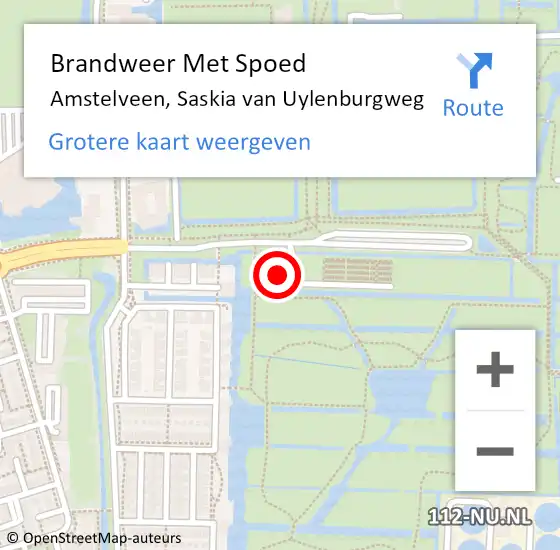 Locatie op kaart van de 112 melding: Brandweer Met Spoed Naar Amstelveen, Saskia van Uylenburgweg op 1 juli 2024 20:17