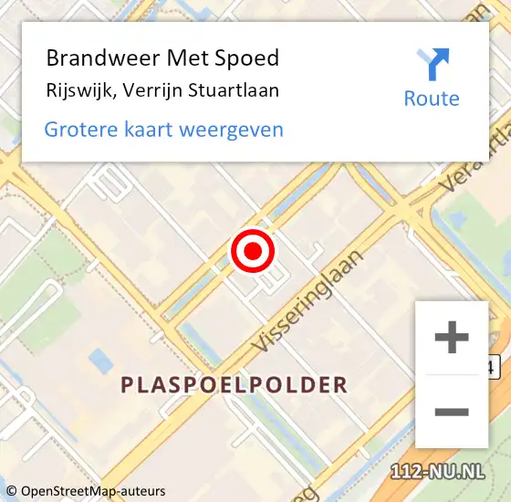 Locatie op kaart van de 112 melding: Brandweer Met Spoed Naar Rijswijk, Verrijn Stuartlaan op 1 juli 2024 20:23