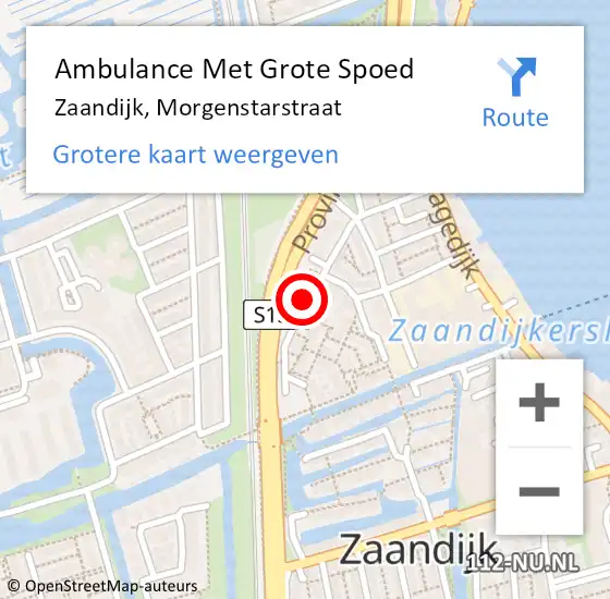 Locatie op kaart van de 112 melding: Ambulance Met Grote Spoed Naar Zaandijk, Morgenstarstraat op 1 juli 2024 20:42