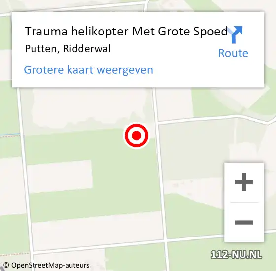 Locatie op kaart van de 112 melding: Trauma helikopter Met Grote Spoed Naar Putten, Ridderwal op 1 juli 2024 20:44