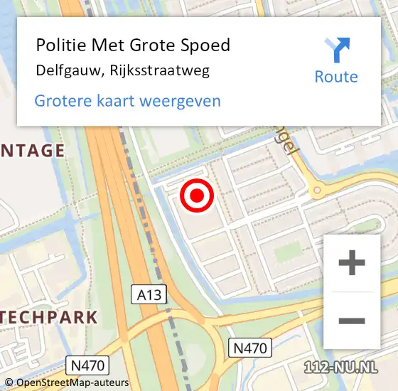 Locatie op kaart van de 112 melding: Politie Met Grote Spoed Naar Delfgauw, Rijksstraatweg op 1 juli 2024 20:46