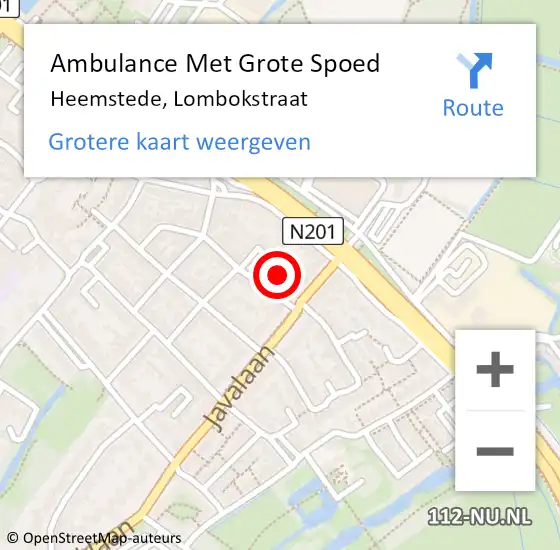 Locatie op kaart van de 112 melding: Ambulance Met Grote Spoed Naar Heemstede, Lombokstraat op 1 juli 2024 20:49