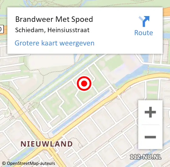 Locatie op kaart van de 112 melding: Brandweer Met Spoed Naar Schiedam, Heinsiusstraat op 1 juli 2024 20:59