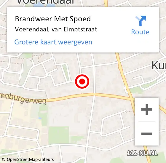 Locatie op kaart van de 112 melding: Brandweer Met Spoed Naar Voerendaal, van Elmptstraat op 1 juli 2024 21:11