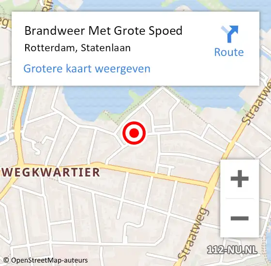 Locatie op kaart van de 112 melding: Brandweer Met Grote Spoed Naar Rotterdam, Statenlaan op 1 juli 2024 21:27