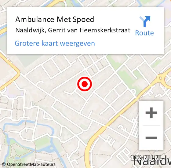 Locatie op kaart van de 112 melding: Ambulance Met Spoed Naar Naaldwijk, Gerrit van Heemskerkstraat op 1 juli 2024 21:29