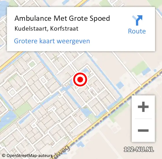 Locatie op kaart van de 112 melding: Ambulance Met Grote Spoed Naar Kudelstaart, Korfstraat op 1 juli 2024 21:31