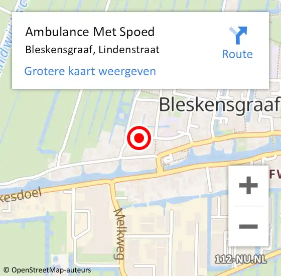 Locatie op kaart van de 112 melding: Ambulance Met Spoed Naar Bleskensgraaf, Lindenstraat op 11 oktober 2014 14:20