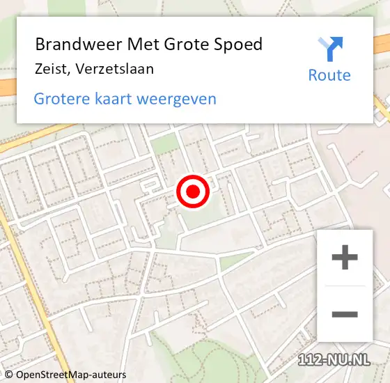 Locatie op kaart van de 112 melding: Brandweer Met Grote Spoed Naar Zeist, Verzetslaan op 1 juli 2024 22:01