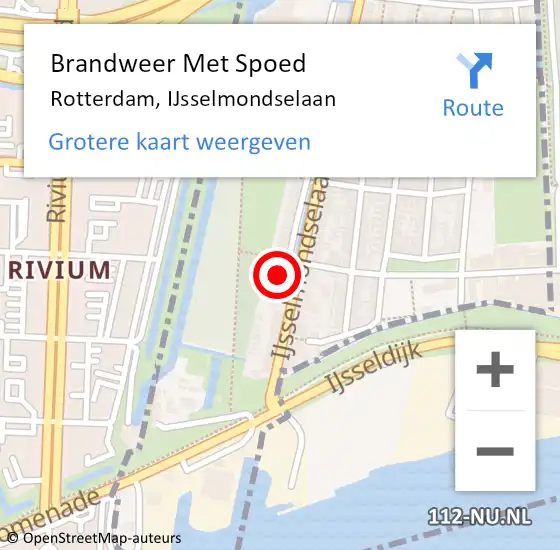 Locatie op kaart van de 112 melding: Brandweer Met Spoed Naar Rotterdam, IJsselmondselaan op 1 juli 2024 22:49