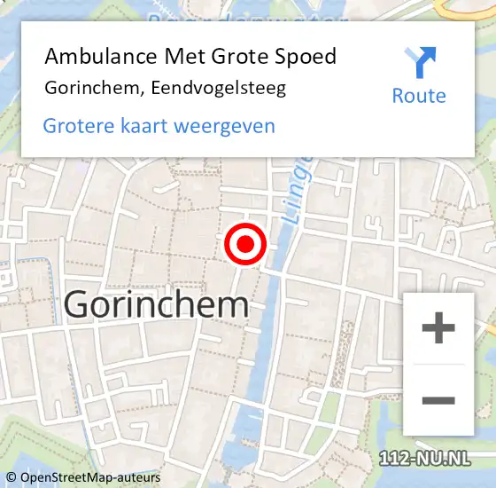 Locatie op kaart van de 112 melding: Ambulance Met Grote Spoed Naar Gorinchem, Karnemelksteeg op 1 juli 2024 22:50