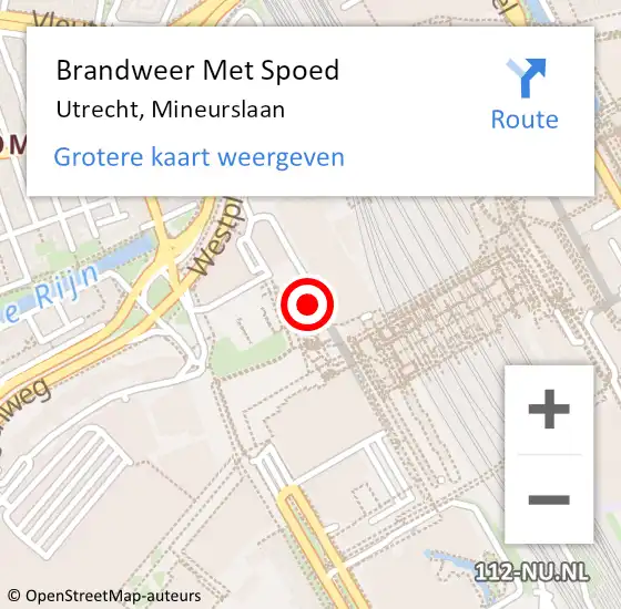 Locatie op kaart van de 112 melding: Brandweer Met Spoed Naar Utrecht, Mineurslaan op 1 juli 2024 22:50