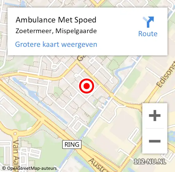 Locatie op kaart van de 112 melding: Ambulance Met Spoed Naar Zoetermeer, Mispelgaarde op 1 juli 2024 23:07