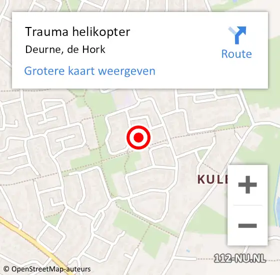 Locatie op kaart van de 112 melding: Trauma helikopter Deurne, de Hork op 1 juli 2024 23:11