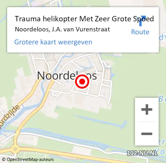 Locatie op kaart van de 112 melding: Trauma helikopter Met Zeer Grote Spoed Naar Noordeloos, J.A. van Vurenstraat op 1 juli 2024 23:38