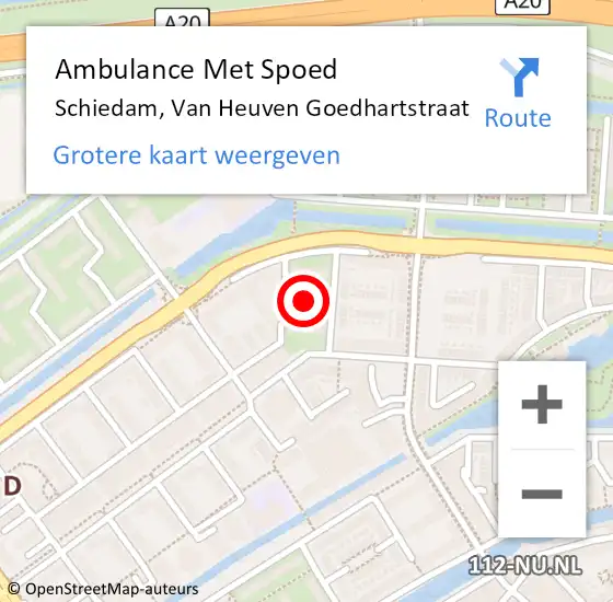 Locatie op kaart van de 112 melding: Ambulance Met Spoed Naar Schiedam, Van Heuven Goedhartstraat op 2 juli 2024 00:09