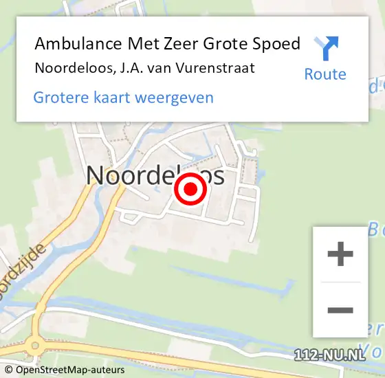 Locatie op kaart van de 112 melding: Ambulance Met Zeer Grote Spoed Naar Noordeloos, J.A. van Vurenstraat op 2 juli 2024 00:11