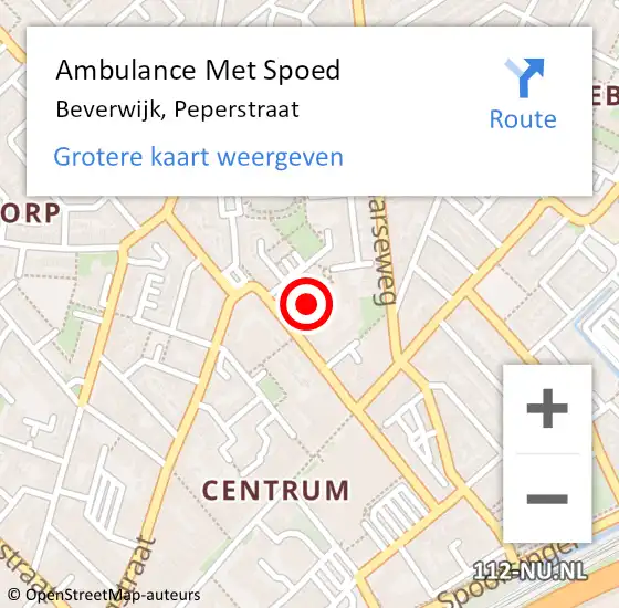 Locatie op kaart van de 112 melding: Ambulance Met Spoed Naar Beverwijk, Peperstraat op 2 juli 2024 00:26