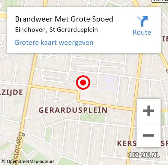 Locatie op kaart van de 112 melding: Brandweer Met Grote Spoed Naar Eindhoven, St Gerardusplein op 2 juli 2024 00:29