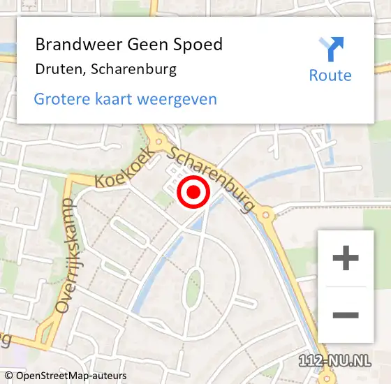 Locatie op kaart van de 112 melding: Brandweer Geen Spoed Naar Druten, Scharenburg op 2 juli 2024 00:50