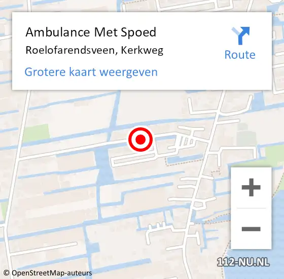 Locatie op kaart van de 112 melding: Ambulance Met Spoed Naar Roelofarendsveen, Kerkweg op 2 juli 2024 01:13