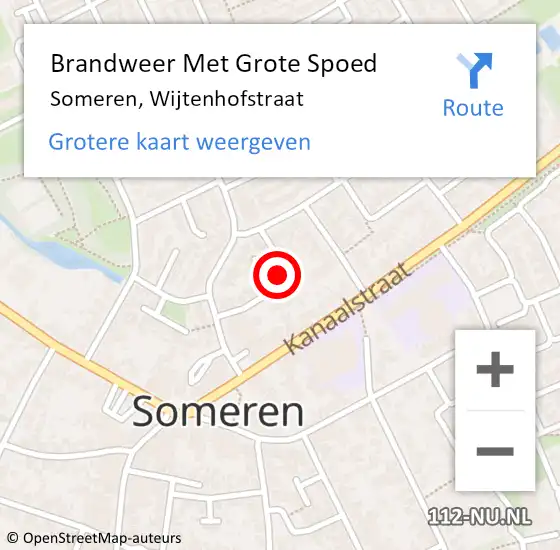 Locatie op kaart van de 112 melding: Brandweer Met Grote Spoed Naar Someren, Wijtenhofstraat op 2 juli 2024 01:24