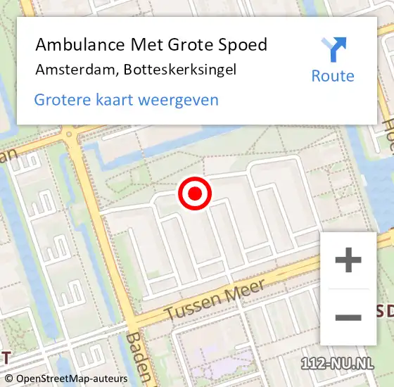 Locatie op kaart van de 112 melding: Ambulance Met Grote Spoed Naar Amsterdam, Botteskerksingel op 2 juli 2024 02:17