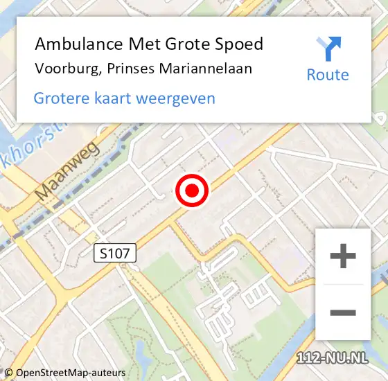 Locatie op kaart van de 112 melding: Ambulance Met Grote Spoed Naar Voorburg, Prinses Mariannelaan op 2 juli 2024 02:19