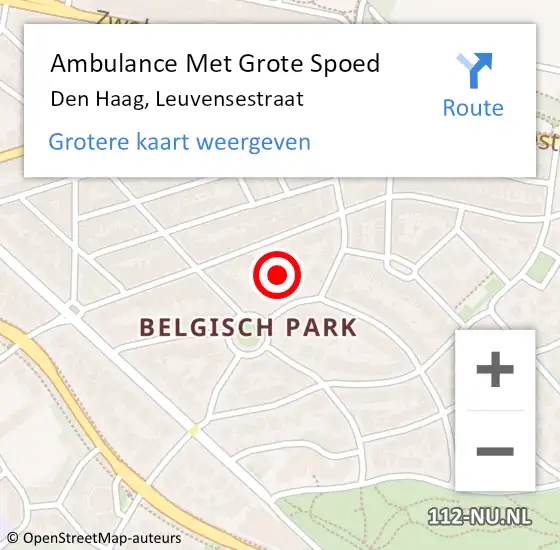 Locatie op kaart van de 112 melding: Ambulance Met Grote Spoed Naar Den Haag, Leuvensestraat op 2 juli 2024 02:32