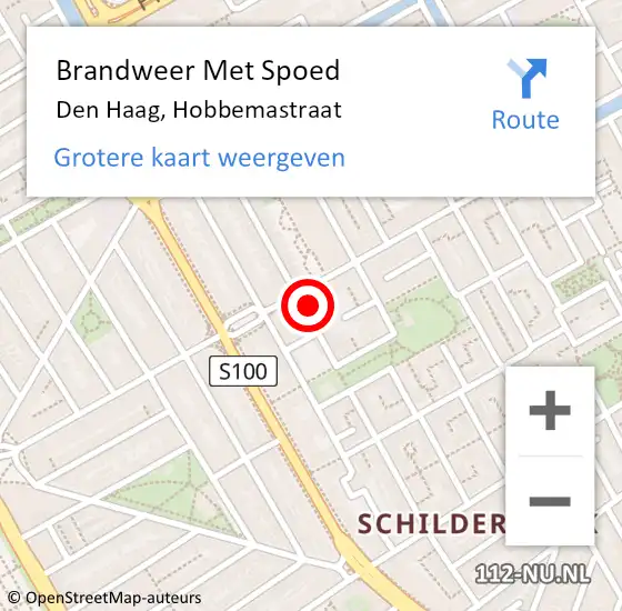 Locatie op kaart van de 112 melding: Brandweer Met Spoed Naar Den Haag, Hobbemastraat op 2 juli 2024 02:33