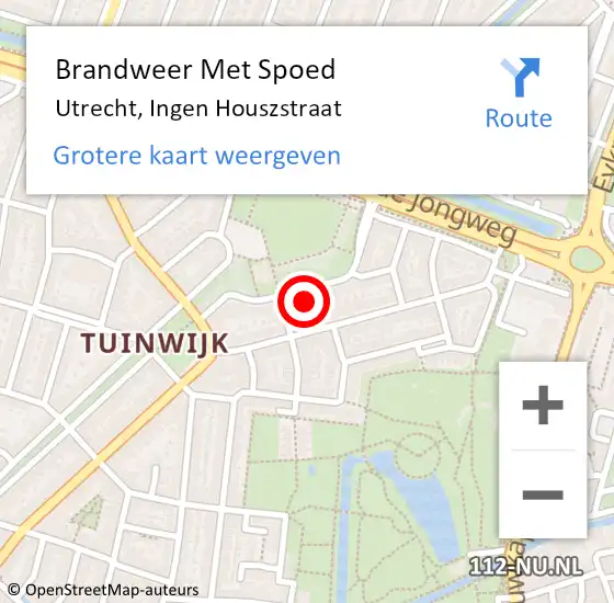 Locatie op kaart van de 112 melding: Brandweer Met Spoed Naar Utrecht, Ingen Houszstraat op 2 juli 2024 02:40