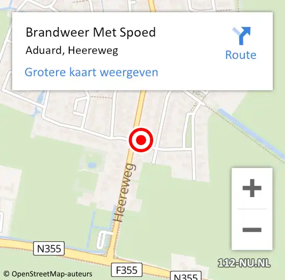 Locatie op kaart van de 112 melding: Brandweer Met Spoed Naar Aduard, Heereweg op 2 juli 2024 02:51