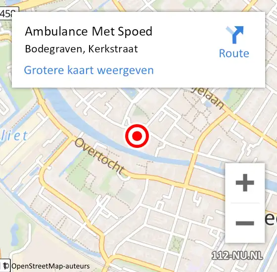 Locatie op kaart van de 112 melding: Ambulance Met Spoed Naar Bodegraven, Kerkstraat op 2 juli 2024 03:31