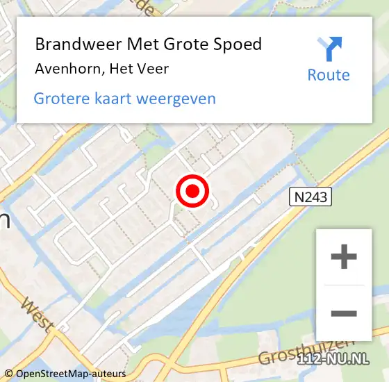 Locatie op kaart van de 112 melding: Brandweer Met Grote Spoed Naar Avenhorn, Het Veer op 2 juli 2024 03:39