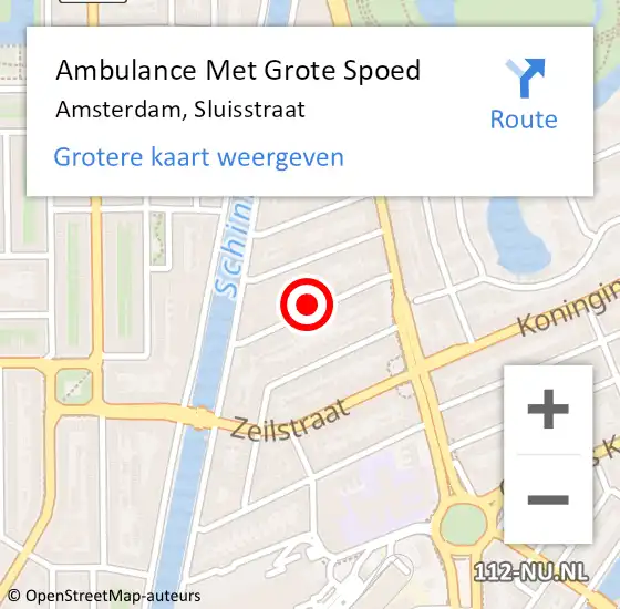 Locatie op kaart van de 112 melding: Ambulance Met Grote Spoed Naar Amsterdam, Sluisstraat op 2 juli 2024 04:20