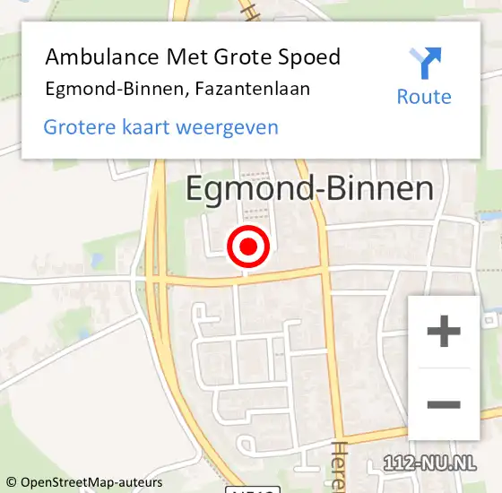 Locatie op kaart van de 112 melding: Ambulance Met Grote Spoed Naar Egmond-Binnen, Fazantenlaan op 2 juli 2024 04:20