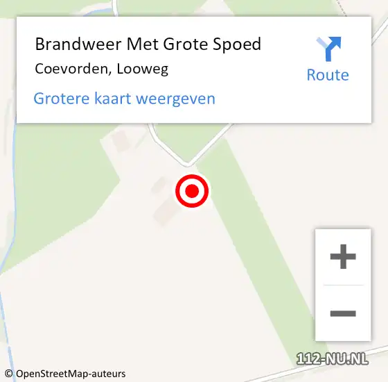 Locatie op kaart van de 112 melding: Brandweer Met Grote Spoed Naar Coevorden, Looweg op 2 juli 2024 05:00