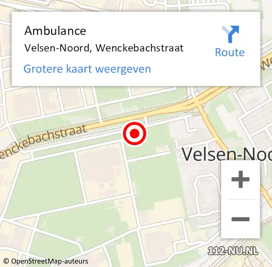 Locatie op kaart van de 112 melding: Ambulance Velsen-Noord, Wenckebachstraat op 2 juli 2024 05:25