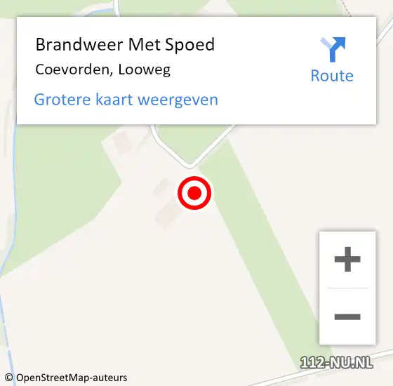 Locatie op kaart van de 112 melding: Brandweer Met Spoed Naar Coevorden, Looweg op 2 juli 2024 06:37