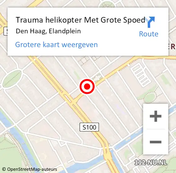 Locatie op kaart van de 112 melding: Trauma helikopter Met Grote Spoed Naar Den Haag, Elandplein op 2 juli 2024 07:30